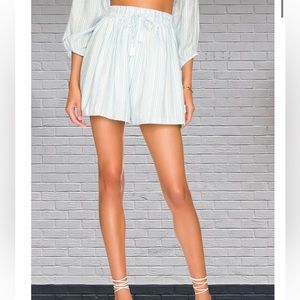 BCBGeneration Striped High-Waisted Tassel Shorts